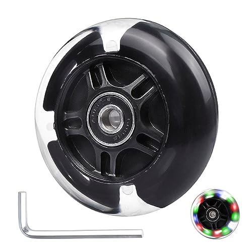 Gladeer 1-Pack 80mm Light Up Scooter Wheel Rear Colorful Led Flashing Replacement Wheel for 3-Wheeled Kid Scooter (Black)