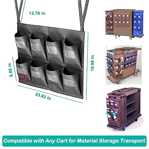 Image of Replacement Janitorial Bag, Waterproof Thickened Commercial 8-Pocket Housekeeping Organizer, Fits Any Cart, Used for Material Storage Transport
