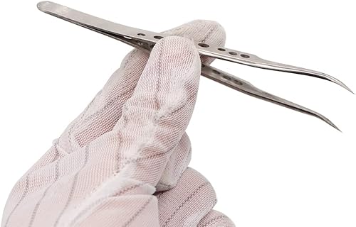 Miniatura 9 de Pinzas industriales electrónicas antiestáticas curvadas punta recta precisión pinzas de acero inoxidable reparación de placa base de teléfono