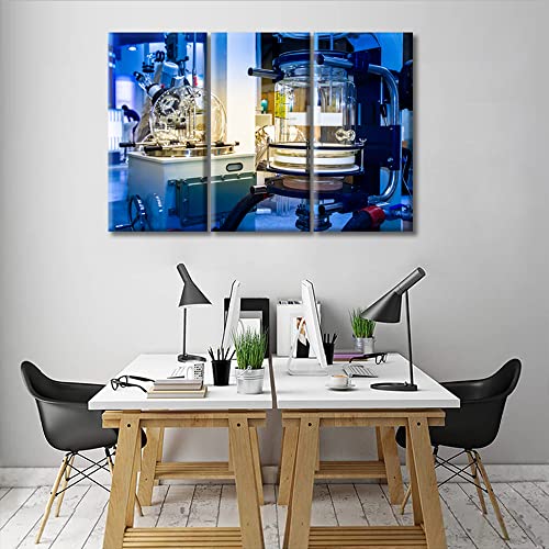 Image of TUMOVO Medical Laboratory Pictures Artwork Wall Decor 3 Piece Clinical Laboratory Painting Black and White Wall Art Posters and Prints Framed Ready to Hang (42 inch Wx28 H)