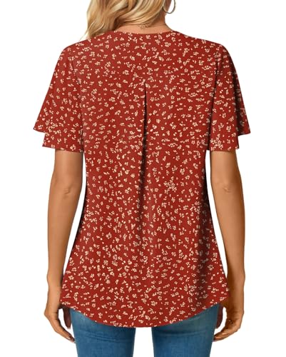 Anyally Women's Summer Dressy Chiffon Blouses V Neck Ruffle Short Sleeve Tunic Tops for Leggings Casual T-Shirts4