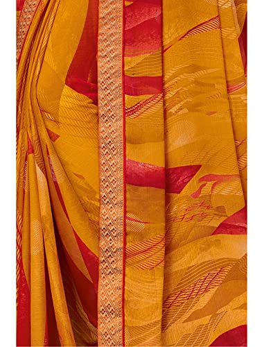 Image of SIRIL Women's Lace & Printed Chiffon Saree with Blouse(2206S937 Pink & Multi)