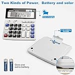 Desk Calculator 12 Digit Extra Large 4.3-Inch LCD Display, Two Way Power Battery and Solar Calculators Desktop, Big Buttons Easy to Press Used as Office Calculators for Desk White - Image 4