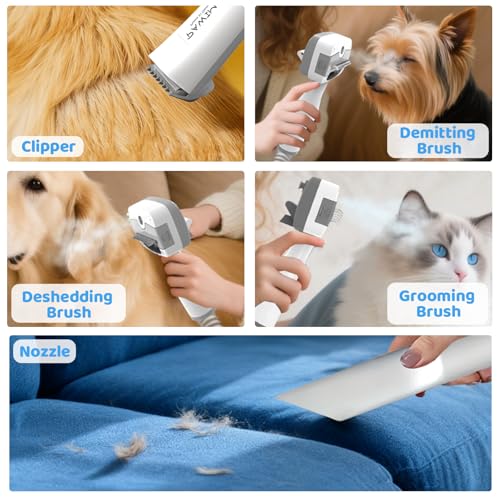Image of Dog Grooming Vacuum,Pet Grooming Vacuum with 2L Dust Cup & 13000Pa Suction, 6-in-1 Low Noise Pet Grooming Kit with Clipper & Steam Brush for Shedding, Professional Dog Vacuum for Dogs & Cats