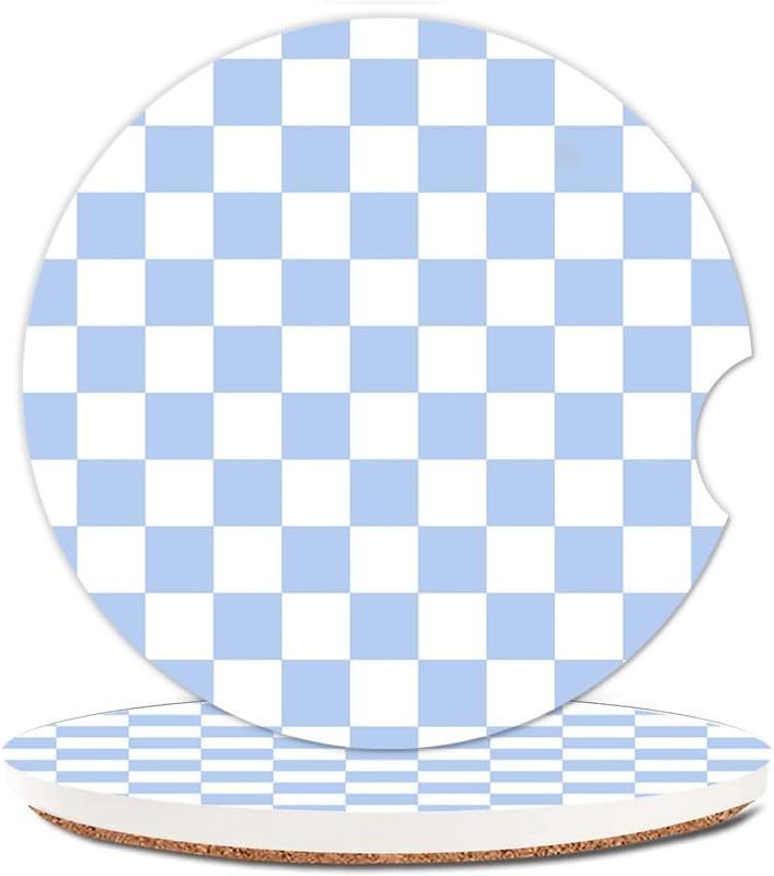 Paquete de 2 posavasos absorbentes para portavasos de automóvil, posavasos de cerámica con parte trasera de corcho y ranura para los dedos,