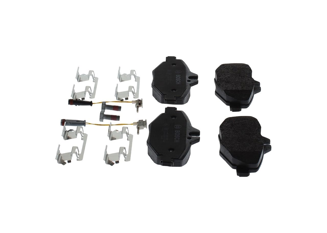 Bosch BP1197 - Pastiglie Freni Auto, Delantero - Calidad Bosch - Reducción de Ruido y Polvo - Certificación ECE-R90 - Sin Cobre - 1 Juego de 4 Pastillas - Con Accesorios