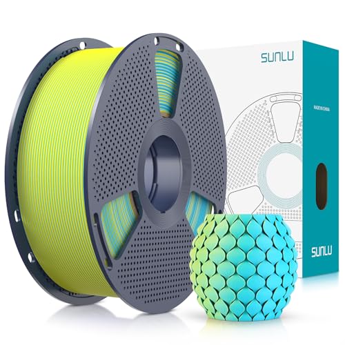 Image of SUNLU Dual Color Matte PLA Filament 1.75mm, Matte 3D Printer PLA Filament, PLA Filament 1kg Spool (2.2lbs), Dimensional Accuracy + /- 0.02mm, Yellow Cyan