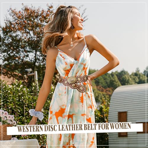 PU Leather Disc Belt, Vintage Waist Belt,Western Style Womens Belts, Brown Belt Women, Fashion Belts for Women 6