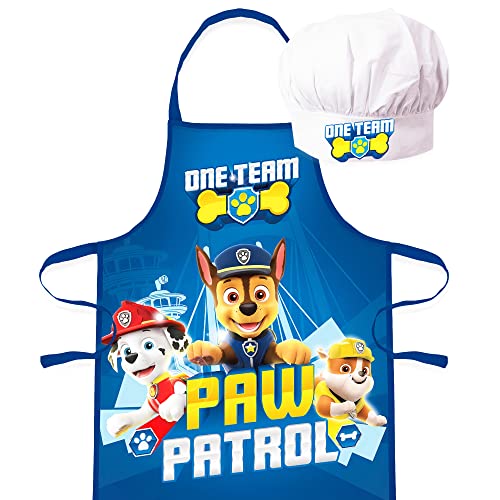 Sorrisini - Delantal infantil sombrero para cocinar la Patrulla Canina ajustable gorro de...