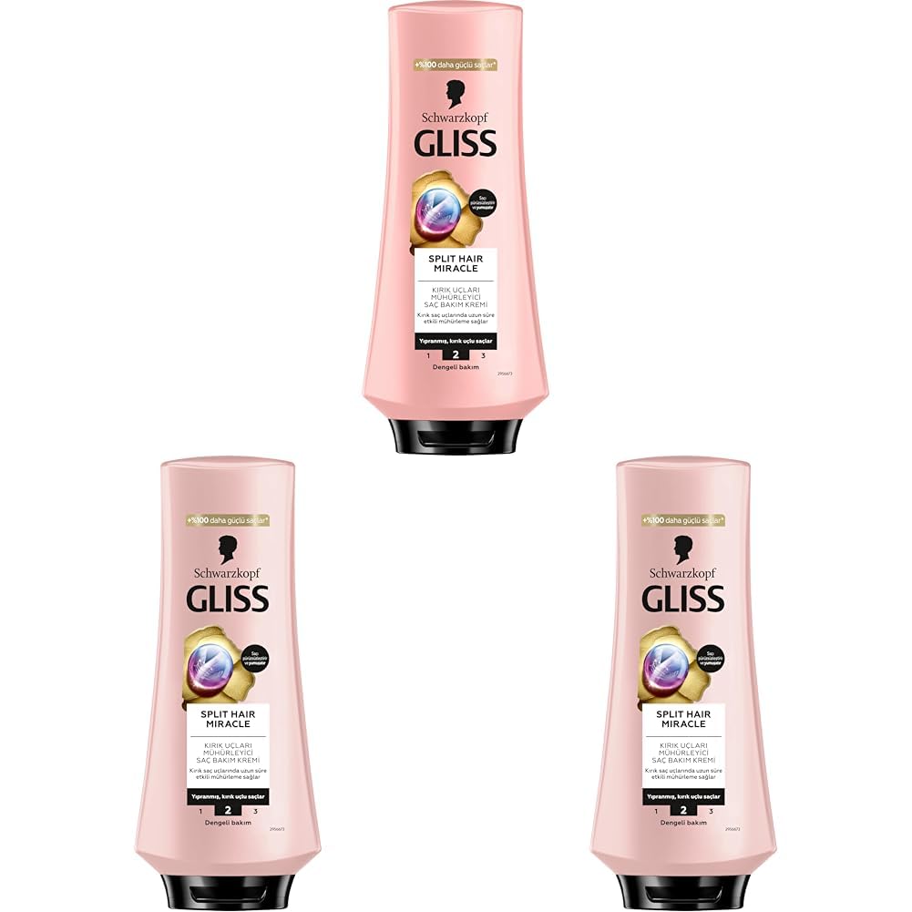 Gliss Split Hair Miracle Kırık Uçları Mühürleyen Saç Bakım Kremi 360 ml 3lü paket