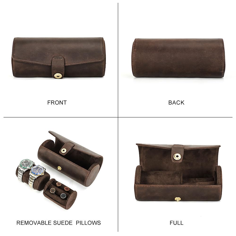 Contacts Custodia per orologi in pelle di lusso Scatola per gemelli con Pad Cravatta Custodia da viaggio multifunzione Accessori per gioielli Organizer Rotolo di stoccaggio