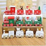 Happy Trees Wooden Christmas Train with Snowman, Mini Train Decor Set for Christmas Party, Christmas...