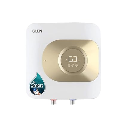 Glen Smart Water Heater 15 Litre Wifi Enabled, Digital Control, Android App From Anywhere 2000W, 5 Star (Wh7055Sqwh15Ls) White - Wall