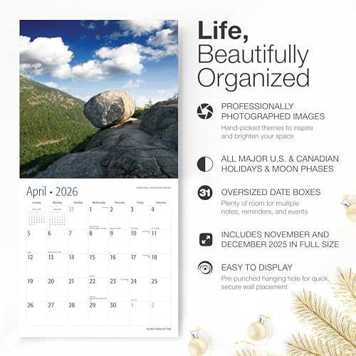Image of RED EMBER Acadia National Park 2026 Wall Calendar 12 Month | 12 inch x 24 inch Open | Thick & Sturdy Paper | Giftable | Nature Calendar 2026