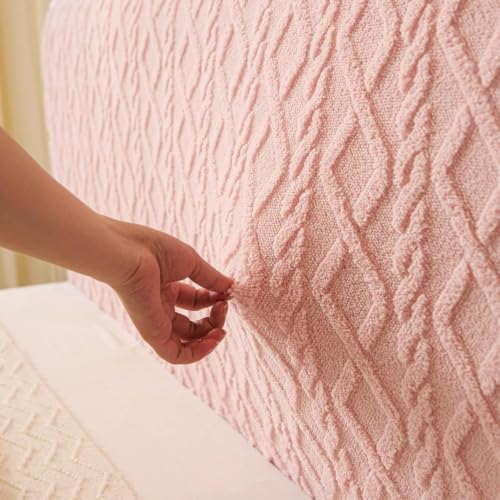 Image of HOMETHREADS Stretchable Lycra /Velvet Headboard Cover | Soft, Dust-Proof & Wrinkle-Resistant Bed Back Protector | Fits Leather, Wooden & Fabric Bedsides | for 5ft to 6.5ft Beds (Pink, 150x65cm)