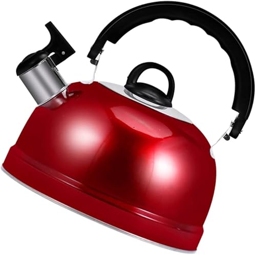 Hervidor de té silbante para estufa, hervidor de agua de acero inoxidable vintage de ebullición rápida con mango anti-caliente, hervidor de agua