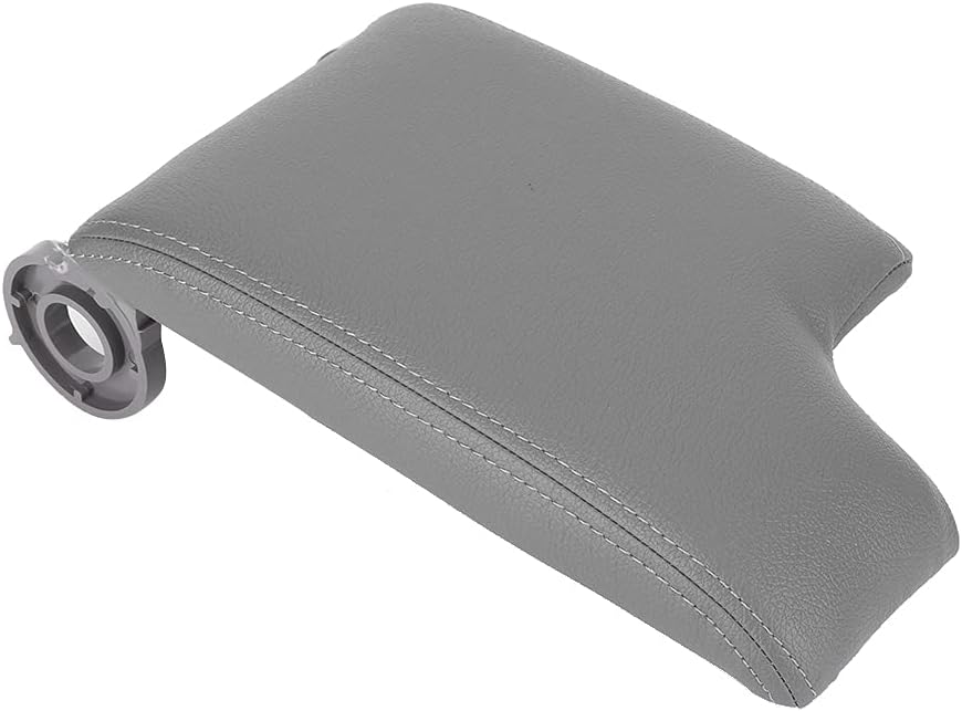 E46 Center Console,E46 Leather Armrest Gray,Headrest And Armrest Car Center Console Armrest Cover Pad Cushion Fits For E46 1999-2004(Gray)