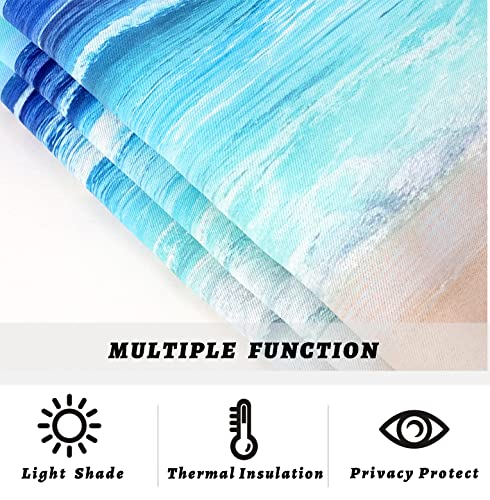 Ailuer Blue Sky Beach Seashell Starfish Valances For Windows, Window Treatment Valances Half Window Curtain Valance For Kitchen Living Room Bedroom Decor (Sea Beach, 52"X18") #TOP6