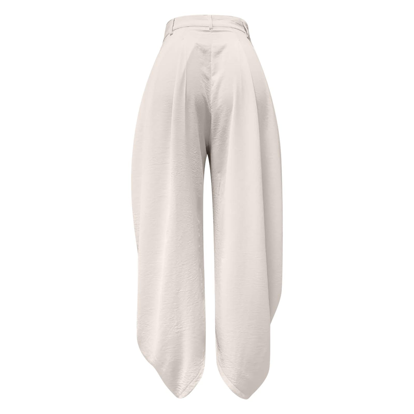 Pantaloni estivi da donna, tinta unita, a gamba larga, in vita, lunghezza