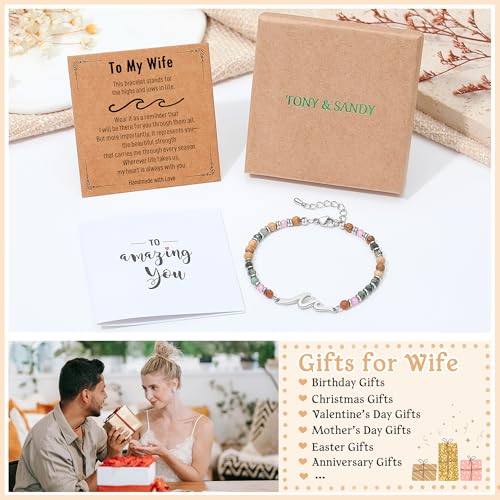 Image of TONY & SANDY Friend Gifts for Women, Unique Birthday Gifts for Women, Sister Gift from Sister, Wave Bracelet, Christmas Stocking Stuffers for Woman Female, Bestie Friendship Bracelets