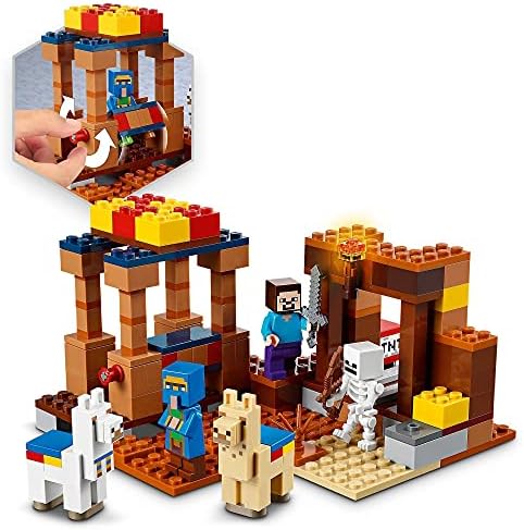 Lego Minecraft The Trading Post Building Set With Steve Skeleton And Llamas Figures Toys 8 Boys And Girls Amazon Co Uk Toys Games