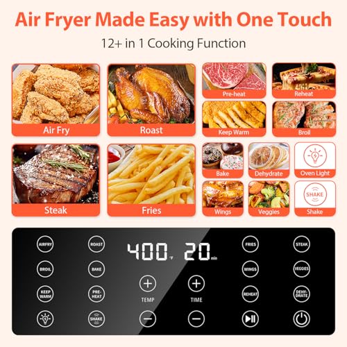 Beelicious 5.8QT Large Air Fryer, 12-in-1 Digital Airfryer with Clear Window, 40+ Recipes, Flavor-Lock Tech, Shake Reminder, Compact, Quiet, Dishwasher Safe, Nonstick (Bright White) - Image 3