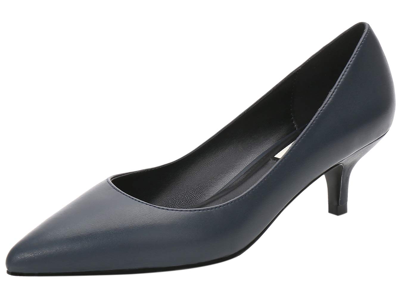 BIGTREE Low Heel Shoes for Women Kitten Heels Leather Closed Toe Dress Pumps Basic Shoes