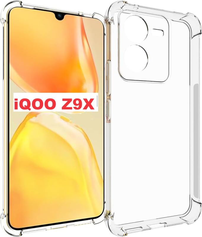 Image of Back Cover Silicone Flexible Bumper Transparent Cover for vivo iQOO Z9x -Transparent