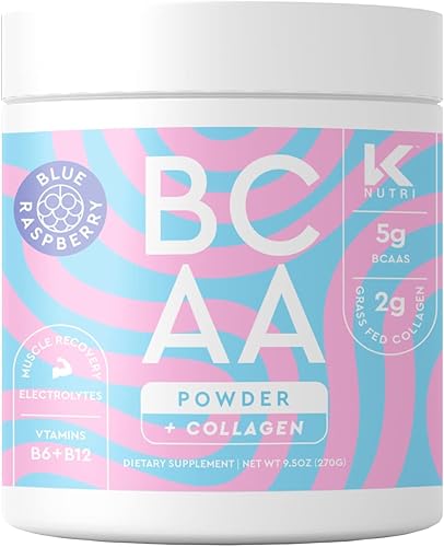BCAA + polvo de colágeno con vitamina B6 y B12, BCAA en polvo con péptidos de colágeno alimentados con hierba, bebidas energéticas y deportivas con