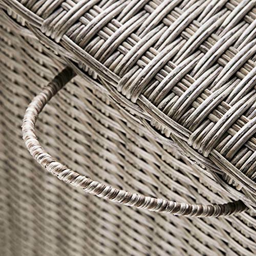 HLJMAQ Aufbewahrungsbox Auflagenbox Kissenbox Poly Rattan Gartenbox Gartentruhe Creme – Bild 3