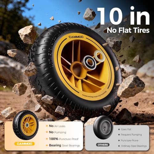 Image of CAMMOO 10-in NO-Flat Tires 900lb Garden Dump Cart Wheelbarrow Garden Wagon