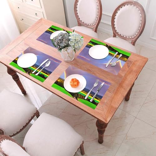 Sets de table 30x46 cm imprimés arc-en-ciel et linge de table rectangulaire de cuisine - 7