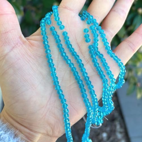 Image of 1000pcs Czech Faceted Rondelle Crystal Glass Beads 4mm Small Tiny Bulk Aquamarine Blue
