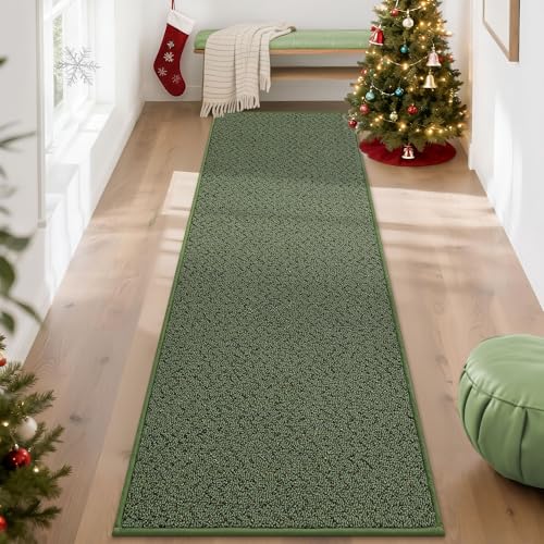 COSY HOMEER Hallway Runner Rug 2'x8' Non Slip Washable Entryway Runner Rugs Absorbent Stain Resistant Carpet Rug Runners for Hallways,Entrance and Laundry Room,Green Green 2' x 8' (Rectangul