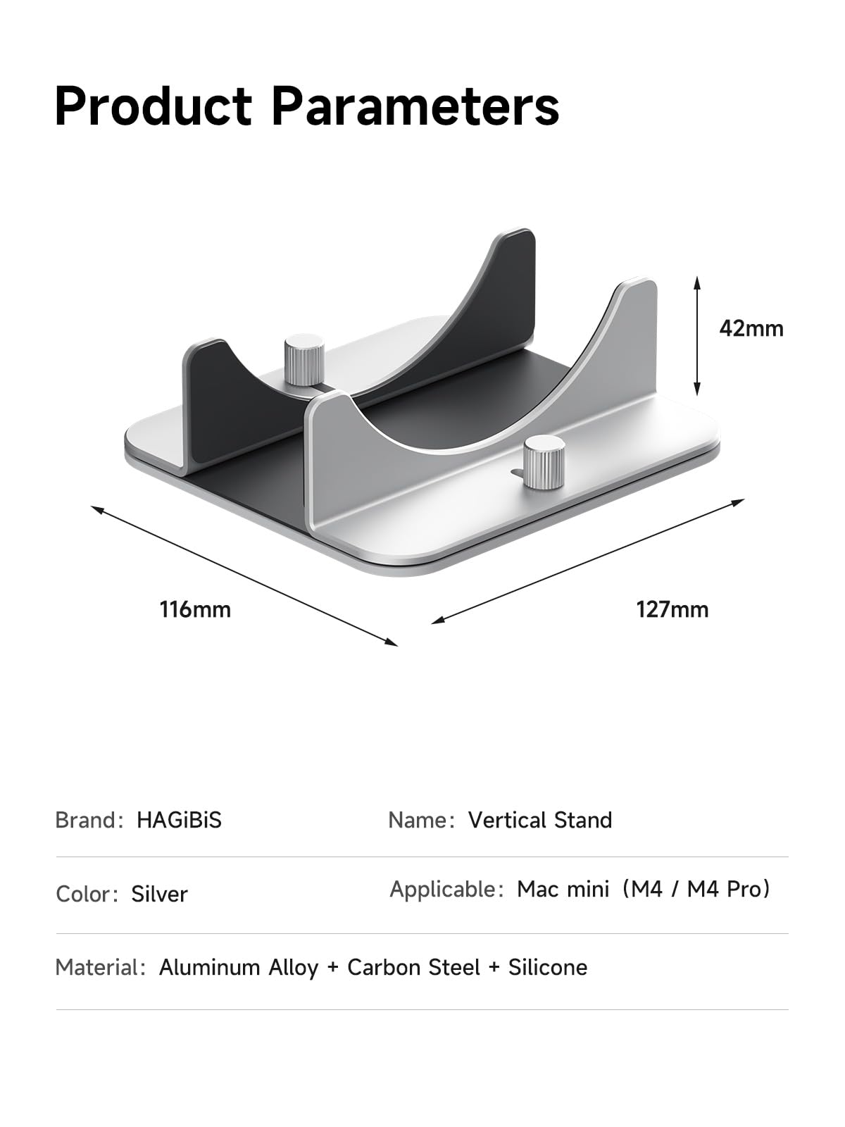 Hagibis Pionowy Stojak do Mac Mini M4, Aluminiowy Stop, Podstawka na Laptopa, Antypoślizgowy Uchwyt Komputerowy, Stojak na Biurko Kompatybilny z M4 Chip Mac Mini Pro