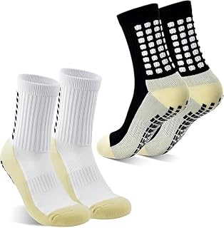 ARJ 1 Pairs Athletic Non-slip Football Socks for Men Women, Anti-Slip Calf Size Cushioned, Breathable, Cotton, Grip Sports... Price In India