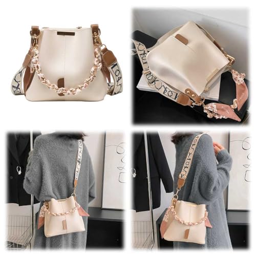 Luxury Chain Trendy Crossbody Bag PU Leather Fashion Handbag Large Capacity Designer Tote Bag with Wide Strap for Wo2