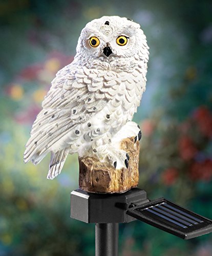 Solar White Owl Outdoor Garden Stake