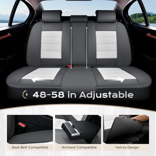 Image of Coverado Car Seat Covers Full Set, Seat Covers for Cars, Front Seat Covers and Back Seat Cover Waterproof Leather Automotive Seat Cover, Universal Car Interior Protectors Cushion for Most Cars