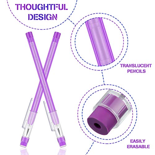 Zonon Stackable Pencils Multipoint Pencil Hb Translucent Pencil Colorful Non Sharpening Pop Up Plastic Pencil With Matching Eraser For Girls, Kids, Students, Teachers, 7 Colors(14 Pieces) #TOP3