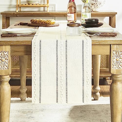 Rustic-Linen-Table-Runner-Boho-Farmhouse-Small-Table-Runners-36-Inches-Long-for-Kitchen-Dining-Room-Party-Bedroom-Dresser-Decor-Ivory-13x36-Inches Rustic Linen Table Runner Boho Farmhouse Small Table Runners 36 Inches Long for Kitchen Dining Room Party Bedroom Dresser Decor Ivory 13×36 Inches