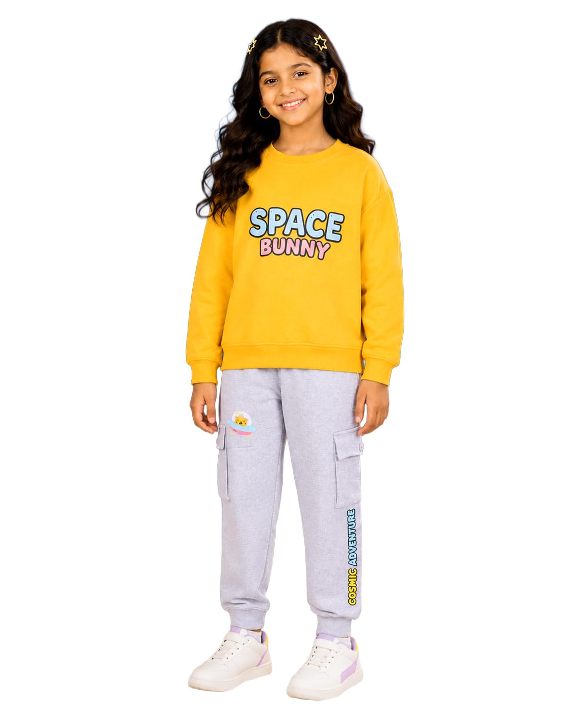 Buy KiddoPanti Girls Space Bunny Fleece Sweatshirt with Cosmic
