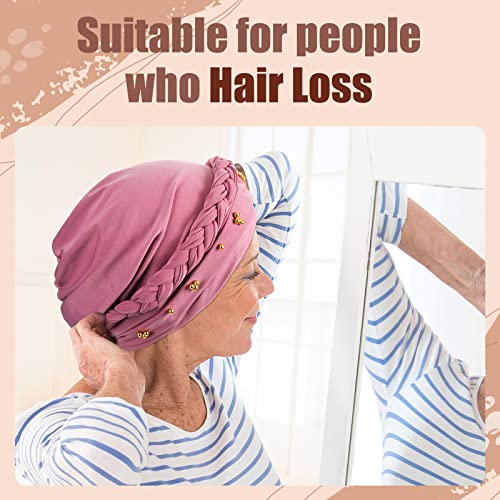 Image of 6 Pieces Turbans for Women Turban Head Wraps for African Black Women Headscarf Cap Beanie Wrap Braided