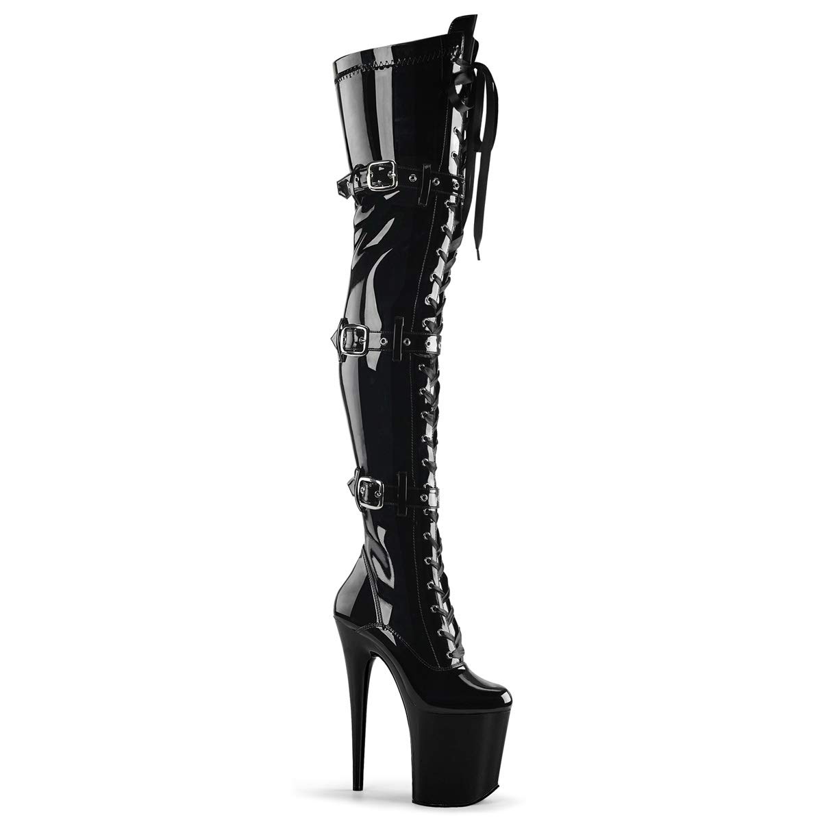 Pleaser FLAMINGO-3028 Blk Str Pat/Blk UK 8 (EU 41)