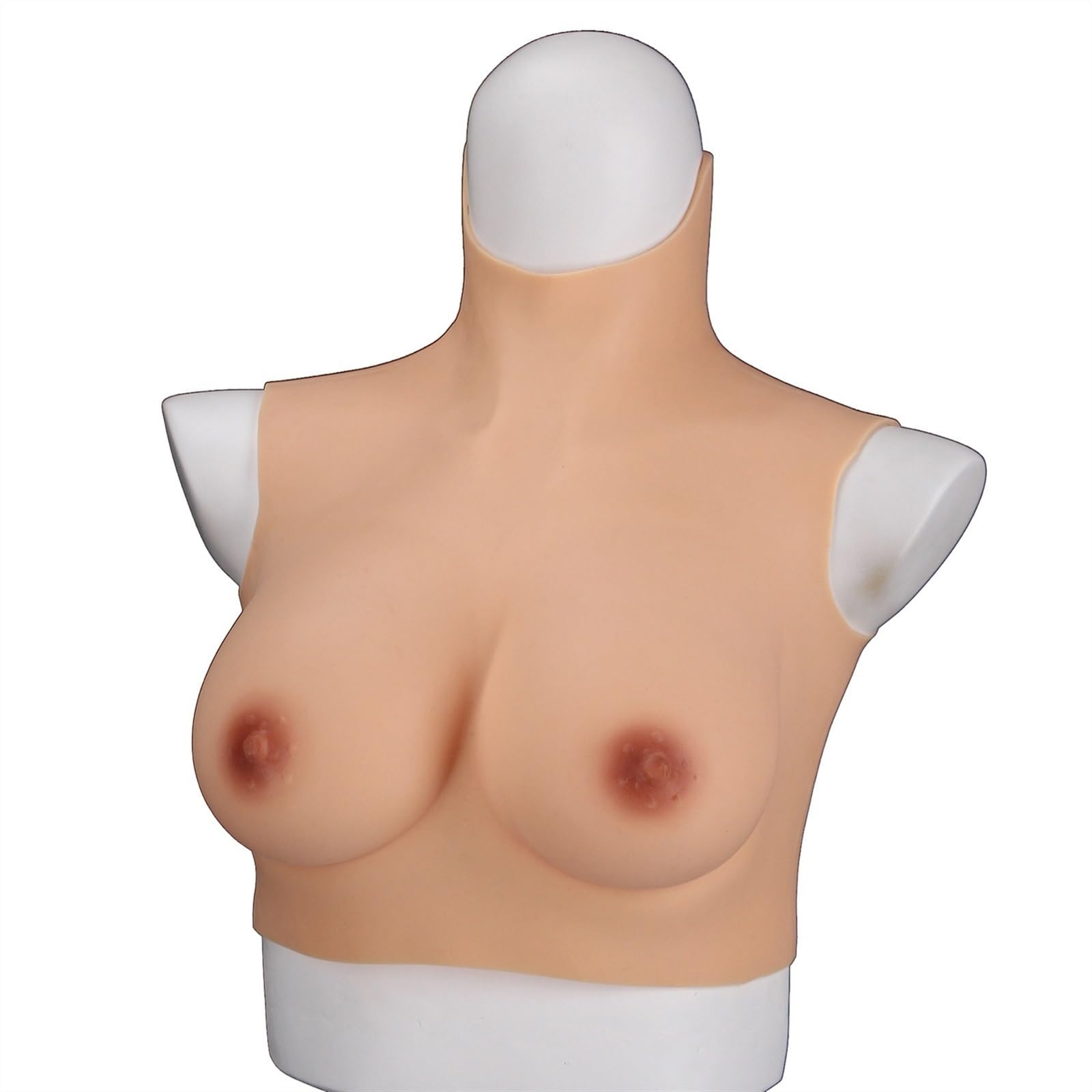Półdługie silikonowe kształty piersi Wzmacniacze cycków Bawełniany wypełniacz Nadaje się do protez mastektomii Halloween transgender Boże Narodzenie Wesela (Color : White Skin, Size : B cup)