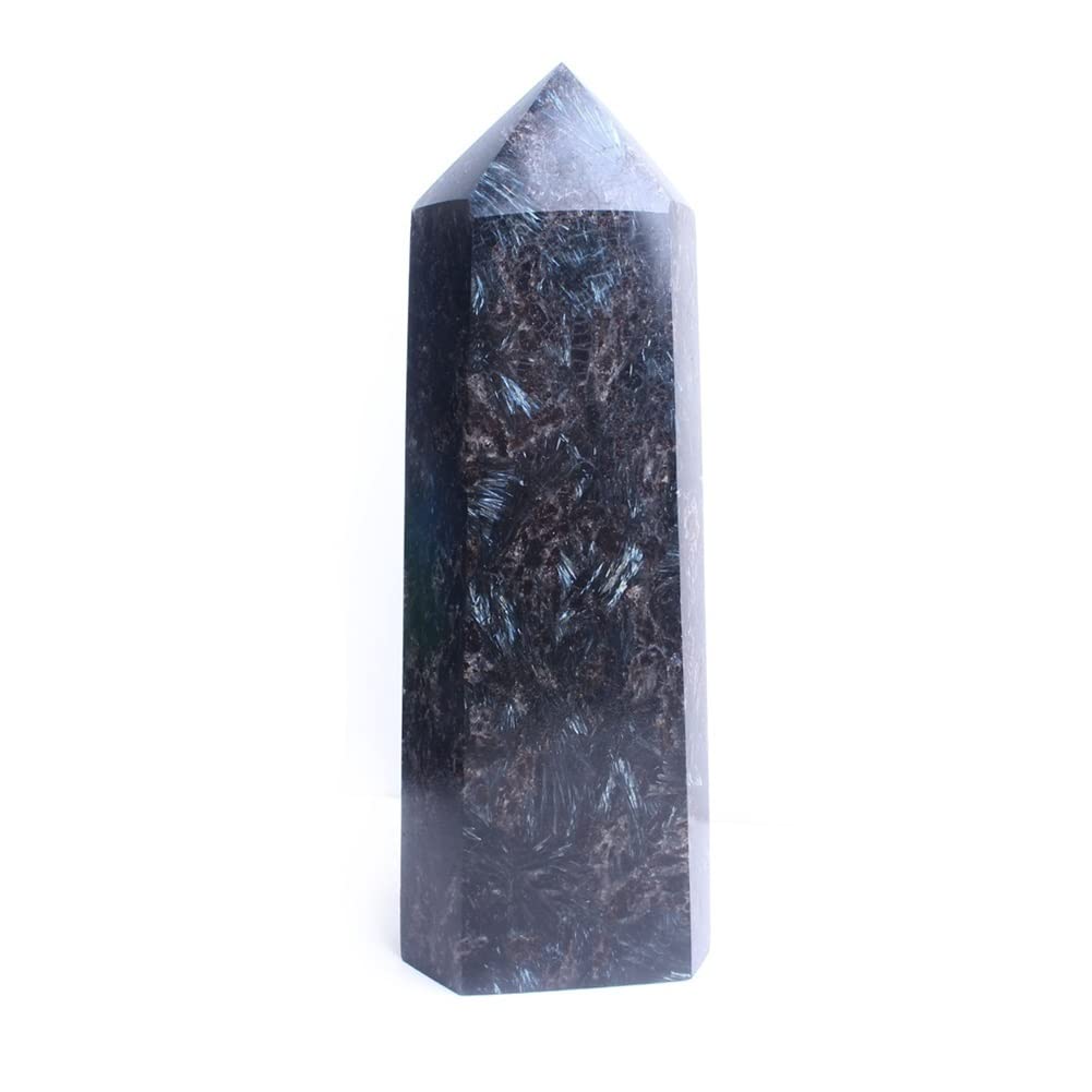 RaeGan 1 Piece of Astrophyllite Crystal Wand Obelisk Stand Specimen Single Pointed Gift Fengshui Beautiful Crystal (Color : 1101-1300g)