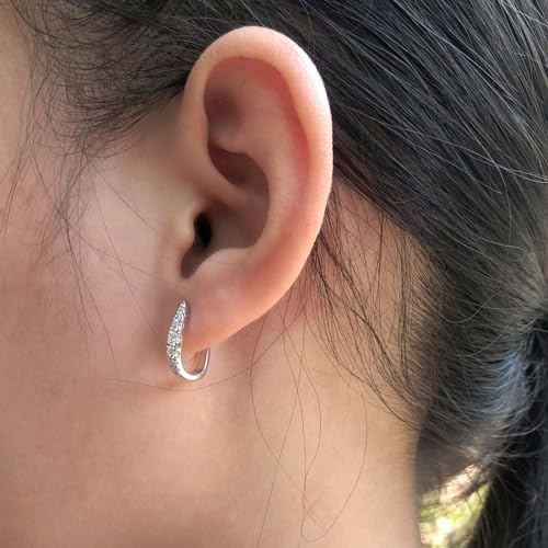 Huggie Hoop Earrings for Women Round Lab Created Moissanite or Lab Grown Diamond Earrings for Her in 14K Gold Over Sterling Silver Jewelry Gift For Her - Image 4