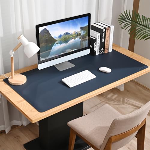 AROPANA Vegan Leather Desk Mat 120x60cm Blue Blue-Yellow - Image 4