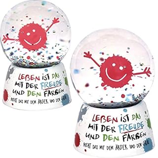 Traumkugel Leben ist das mit der Freude: Dekorative Schneekugel mit Glitter