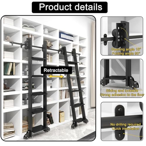 Kit de herrajes de acero resistente para riel de escalera rodante de biblioteca 5